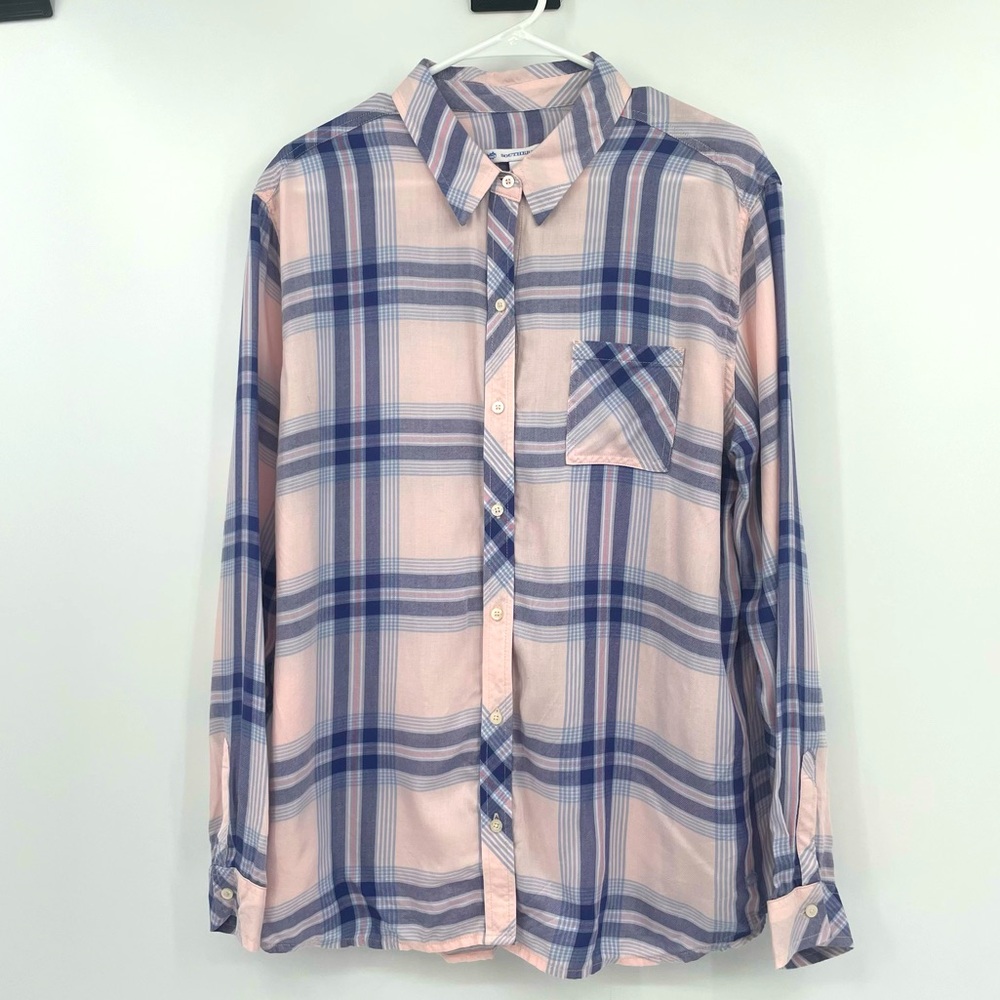 Southern Tide Shirt Button Down Long Sleeve Pink Blue Plaid Size XL